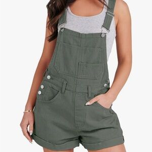 Women's Green Denim Overalls